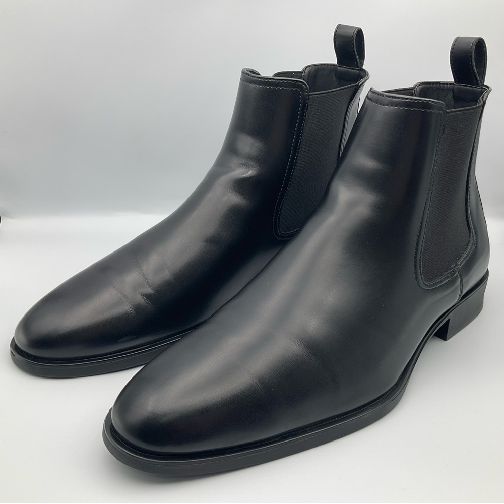 ZARA - Black Leather Dress Casual Chelsea Boots